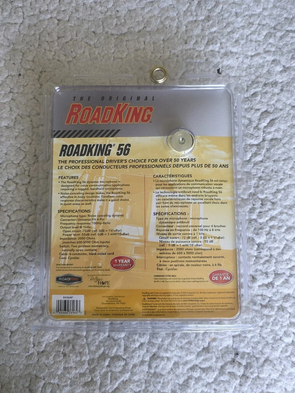 RoadKing RK564P 4-Pin Dynamic Noise Canceling CB Radio Microphone Black New